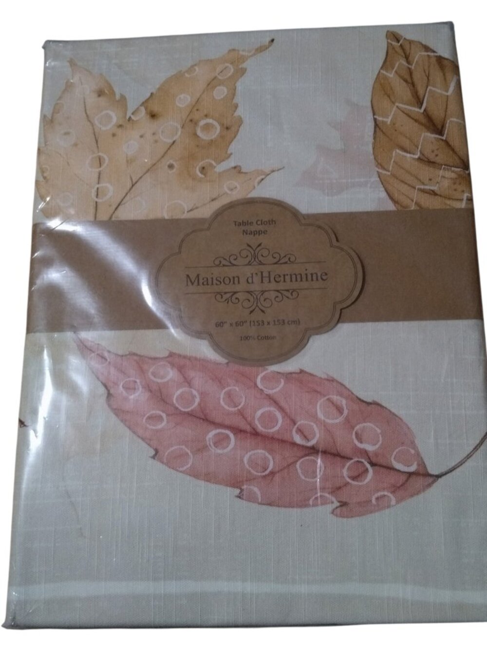 Maison D' Hermine 60 X 60 Square Table Cloth 100% Cotton Fall Leaves Autumn